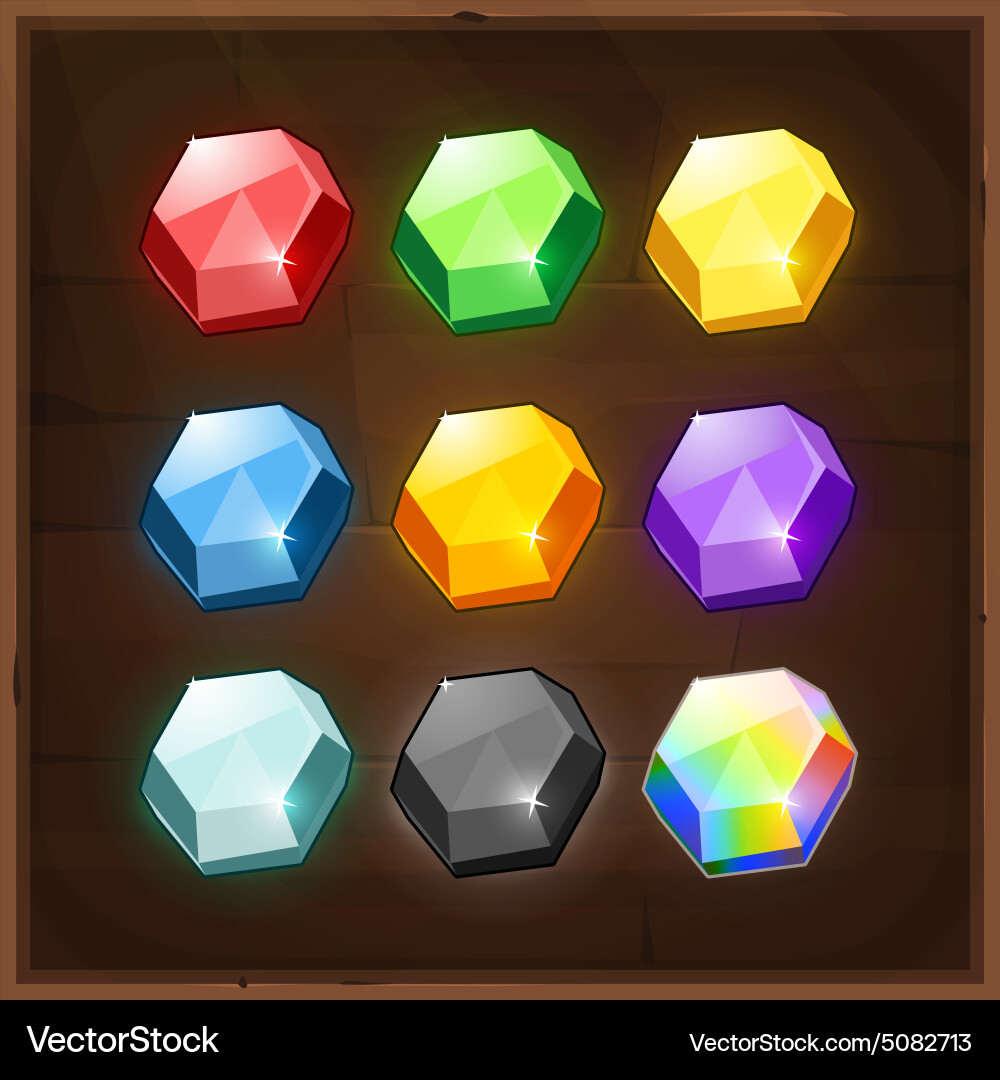 Colorful Gem UI Elements vector image