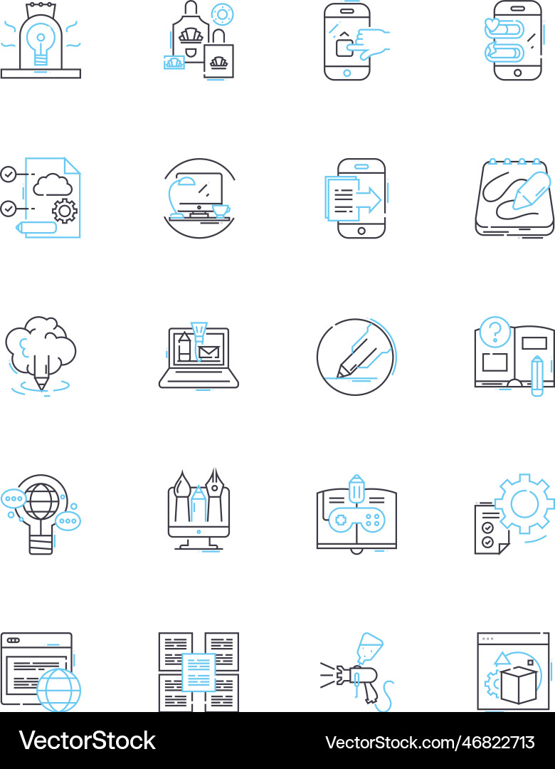 Content interaction linear icons set clicks vector image