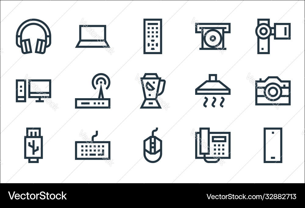 Electronics line icons linear set quality Electronics line icons linear set quality vector image