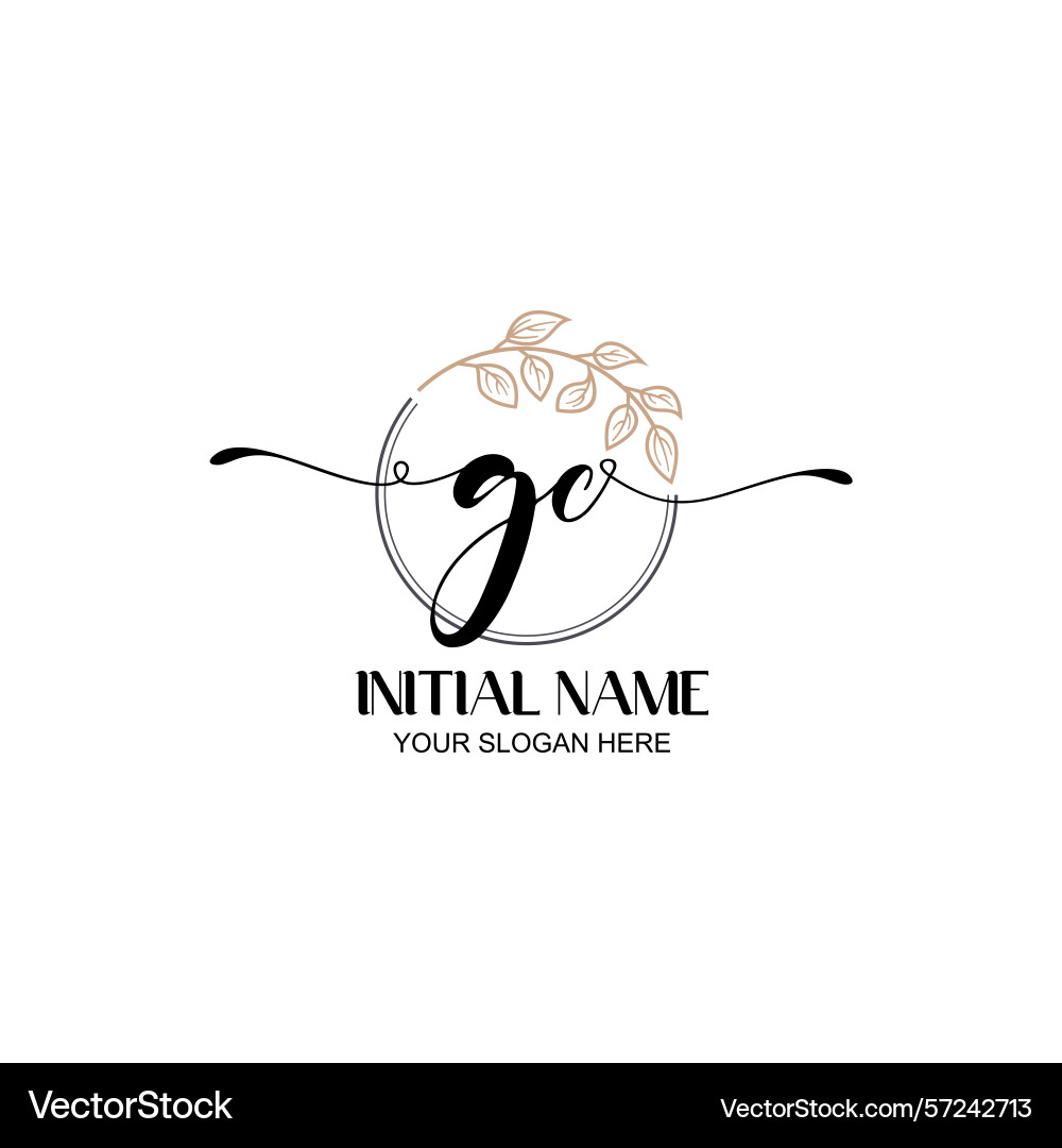 Elegant gc initial logo design with botanical Vector Image