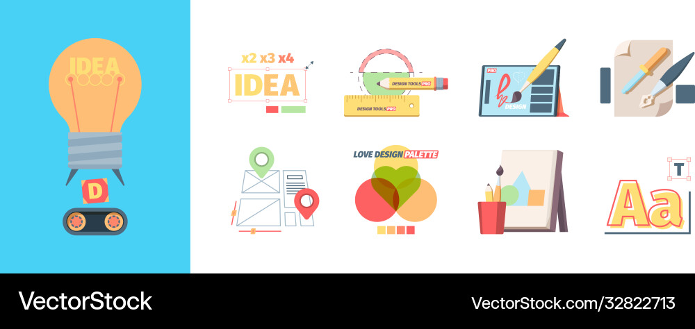 Graphic designer tools set adapting and alignment Graphic designer tools set adapting and alignment vector image