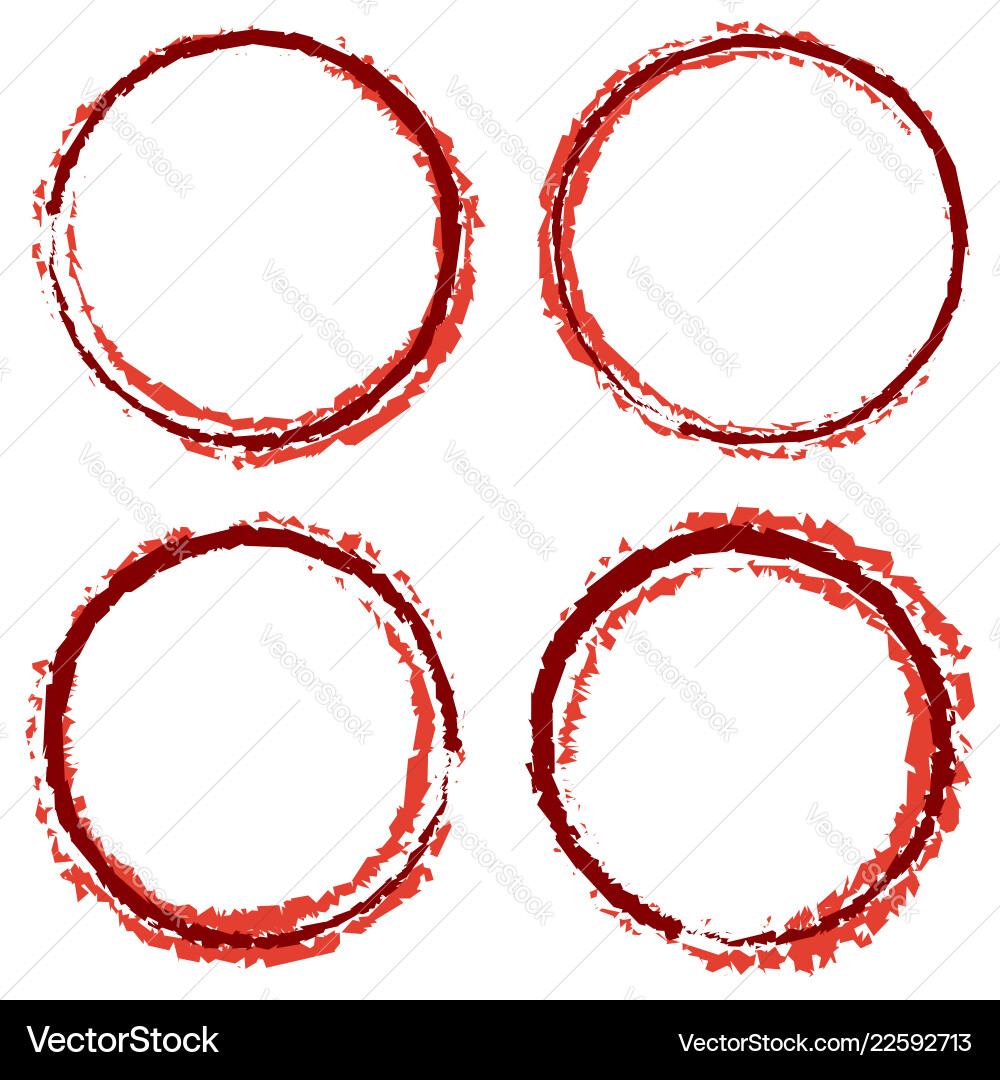 Grungy textured circles with 4 line width stained Grungy textured circles with 4 line width stained vector image
