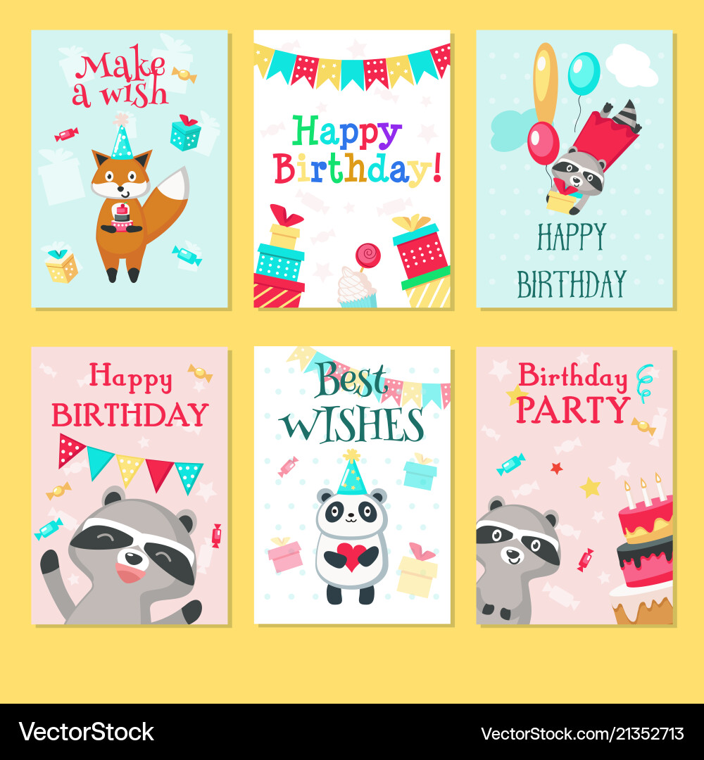 Happy birthday card template set Happy birthday card template set vector image