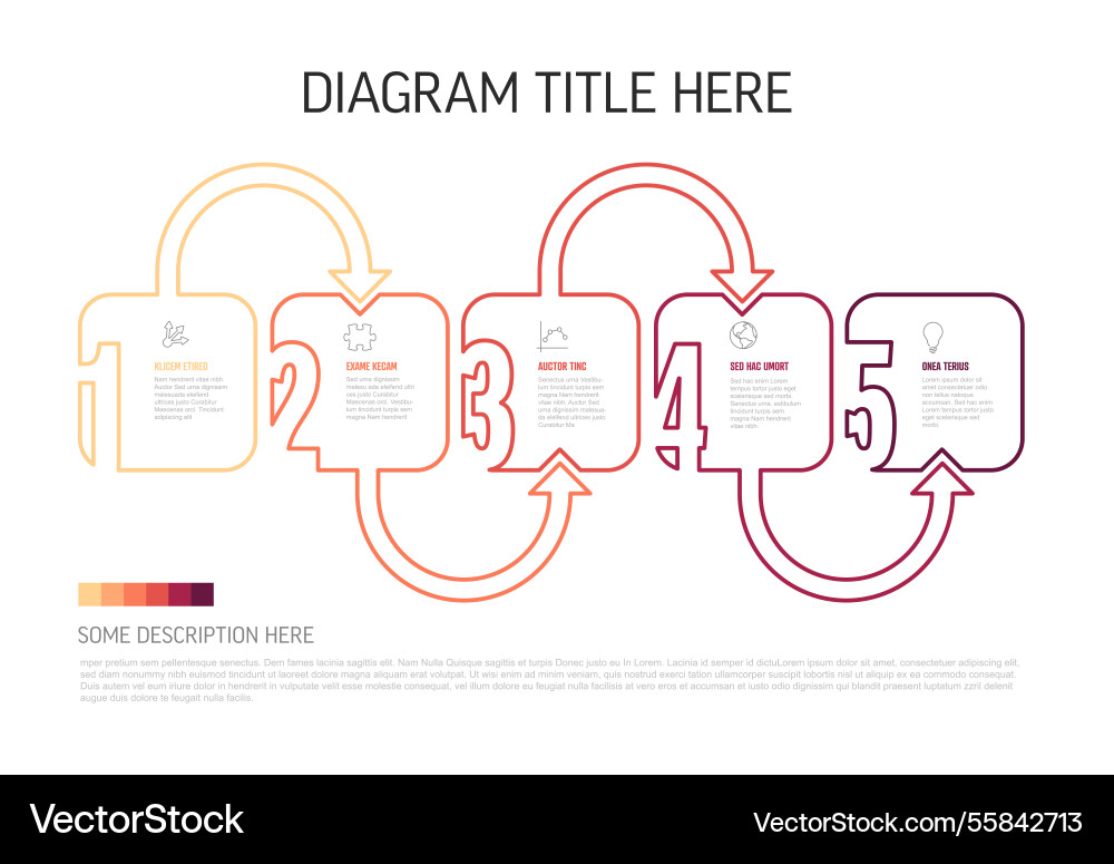 Infographic with five color border progress steps Infographic with five color border progress steps vector image