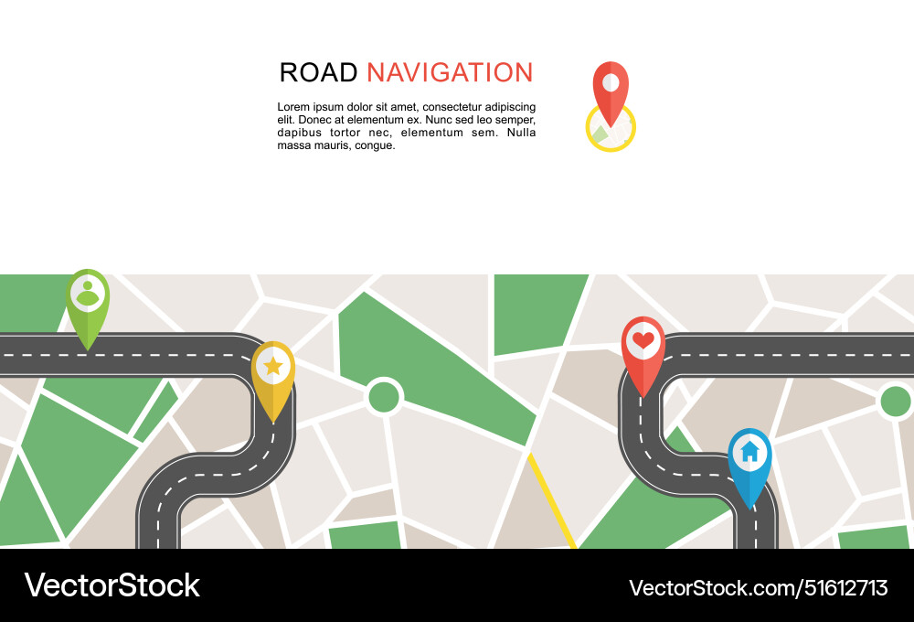 Navigation concept with pin pointer Vector Image