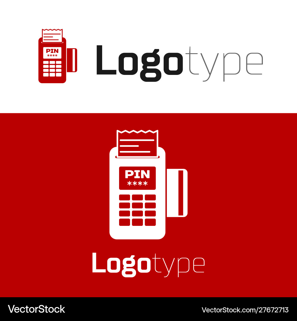 Red pos terminal with inserted credit card Red pos terminal with inserted credit card vector image