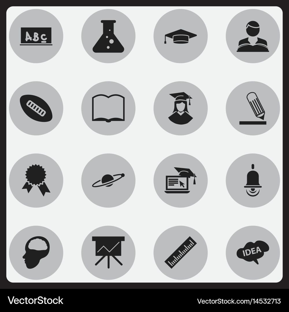 Set of 16 editable university icons includes Vector Image