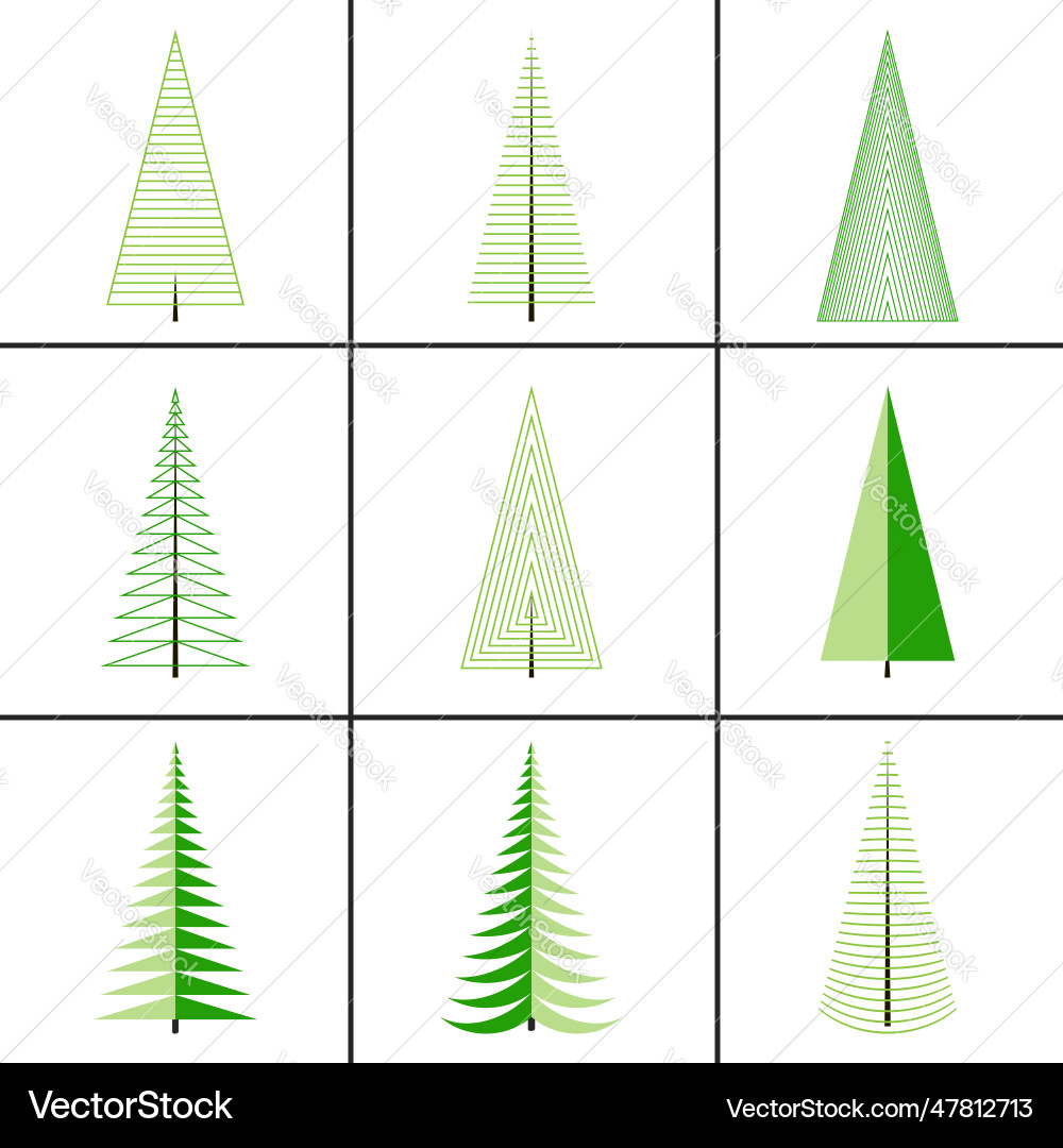 Set of various abstract trees with pyramidal crown Set of various abstract trees with pyramidal crown Vector Image
