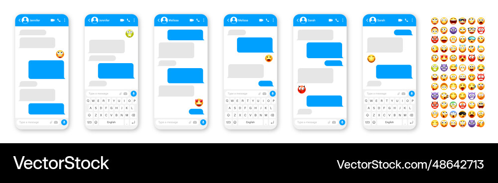 Smartphone messaging app user interface design Smartphone messaging app user interface design vector image