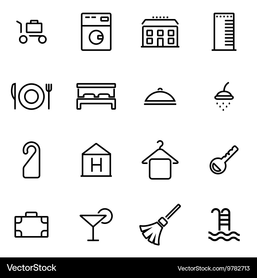 Thin line icons - hotel Vektorbild