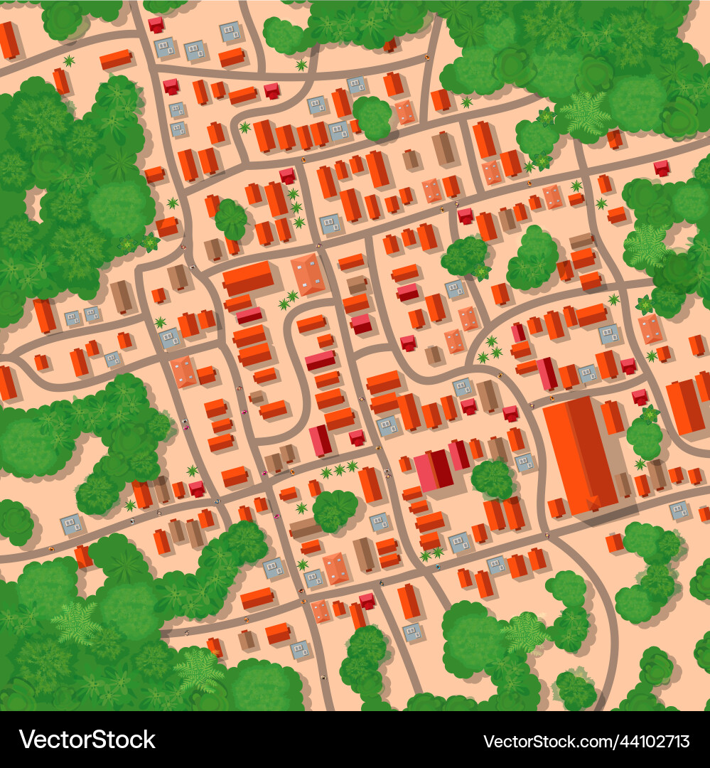 Top View Cityscape with Fields vector image