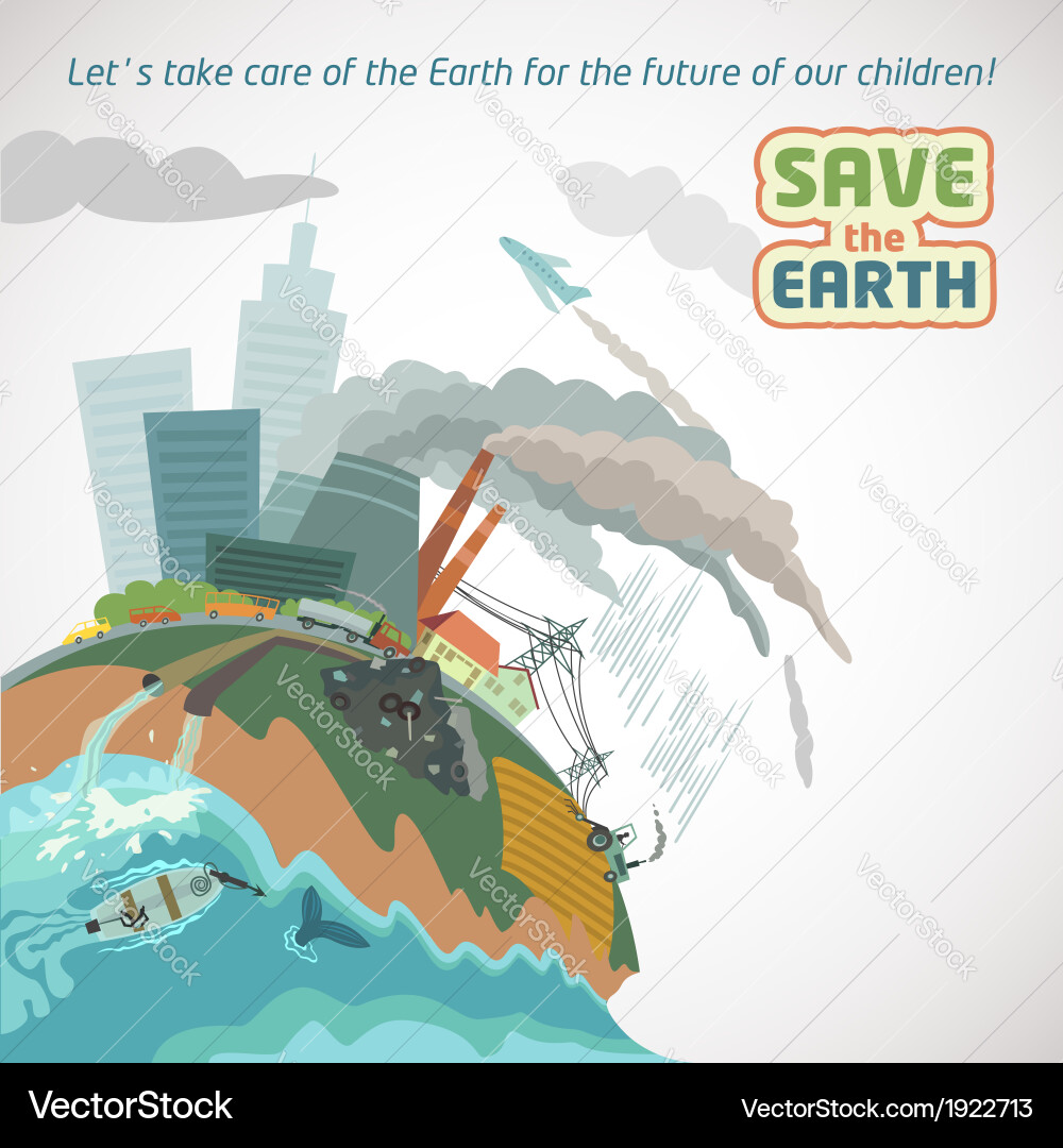 Urban Pollution Save the Earth Royalty Free Vector Image