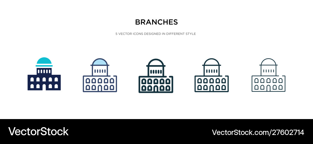 Branches icon in different style two colored vector image