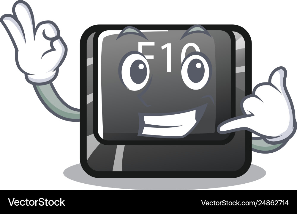 Call me f10 button installed on cartoon computer Call me f10 button installed on cartoon computer vector image