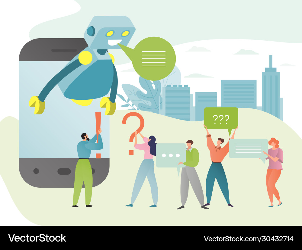 Chatbot chat with robot Chatbot chat with robot Vector Image