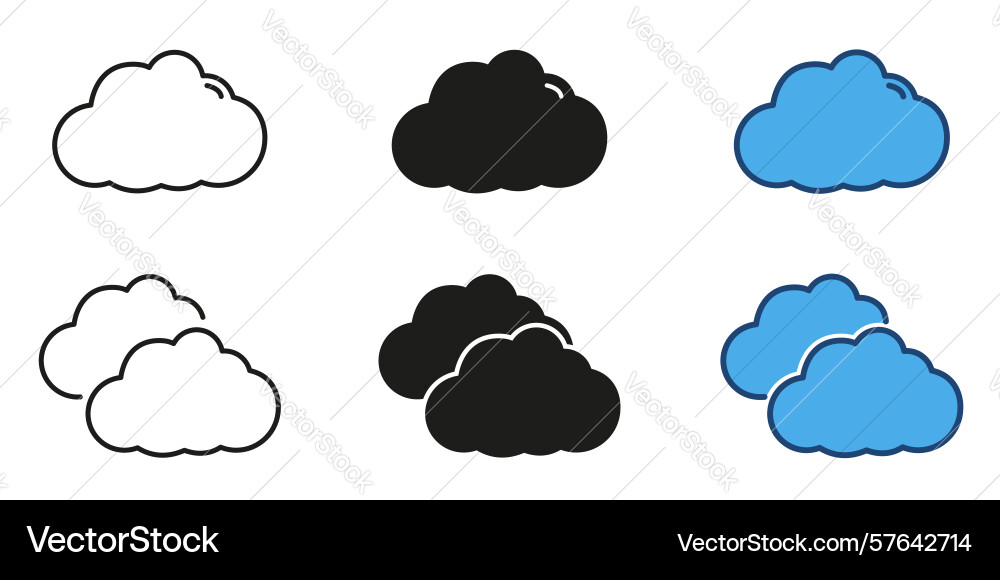 Cloud icon line and solid set art Vector Image