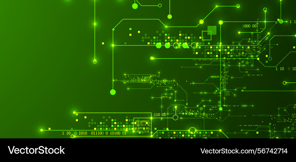 Digital circuit visualization background green Digital circuit visualization background green vector image