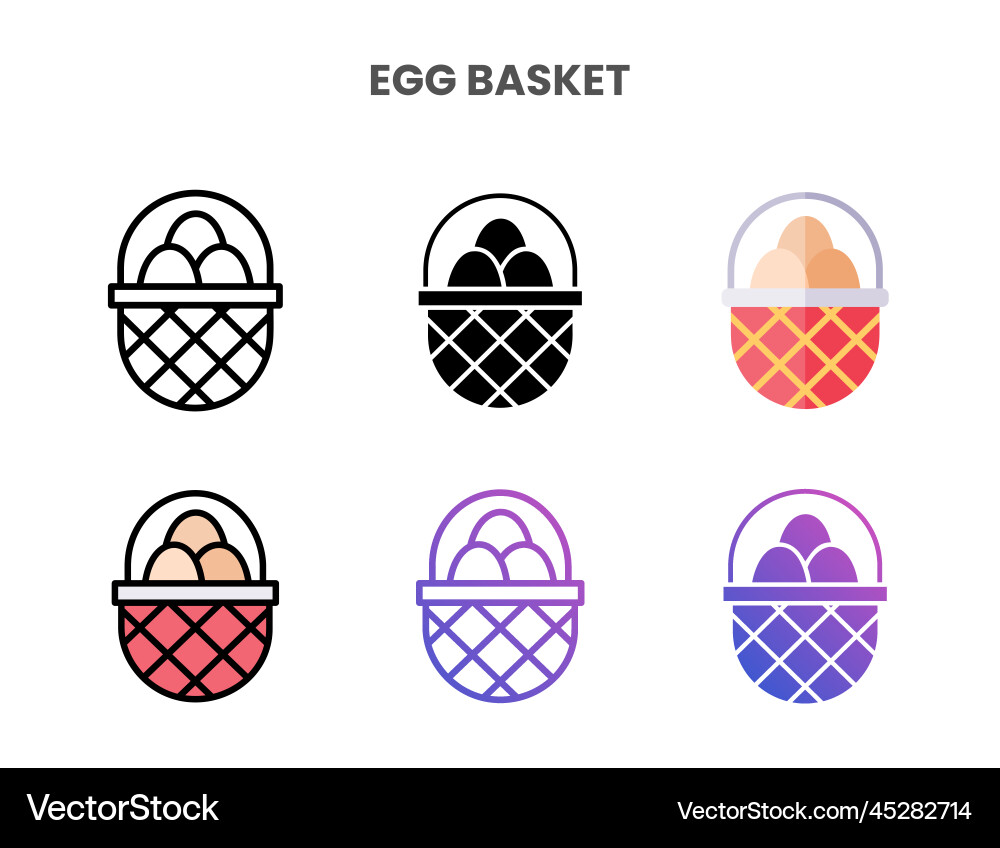Egg basket icons set with different styles Egg basket icons set with different styles vector image