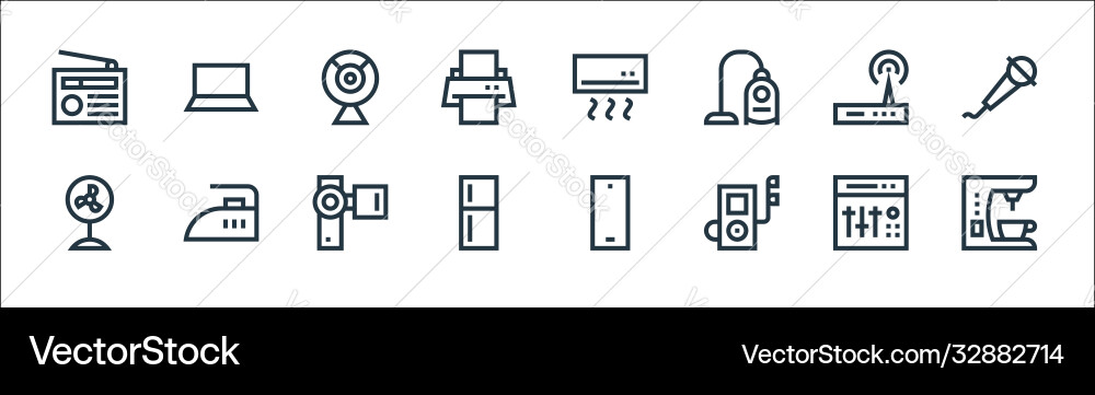 Electronics line icons linear set quality Electronics line icons linear set quality Vector Image
