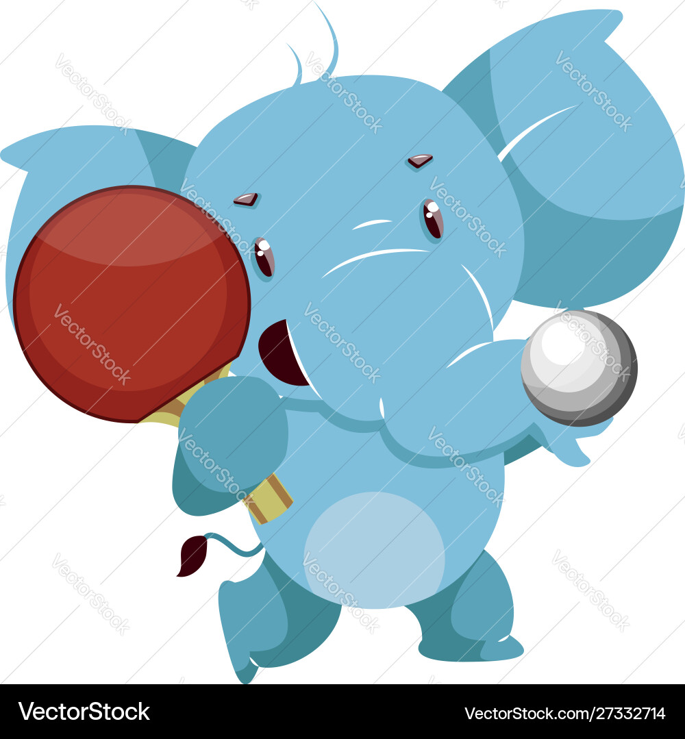Elephant with racket on white background Vector Image