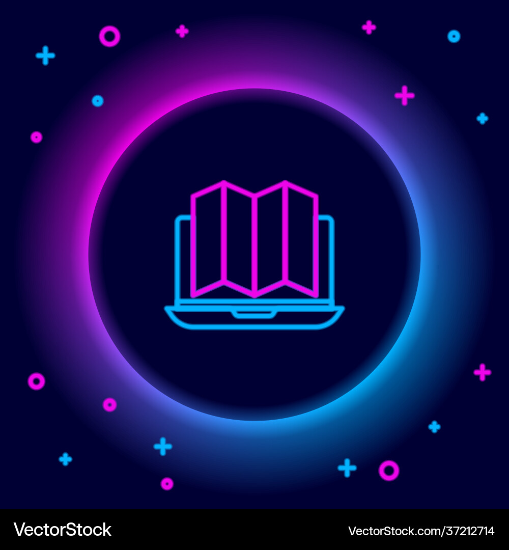 Glowing neon line location forest on a map Glowing neon line location forest on a map vector image