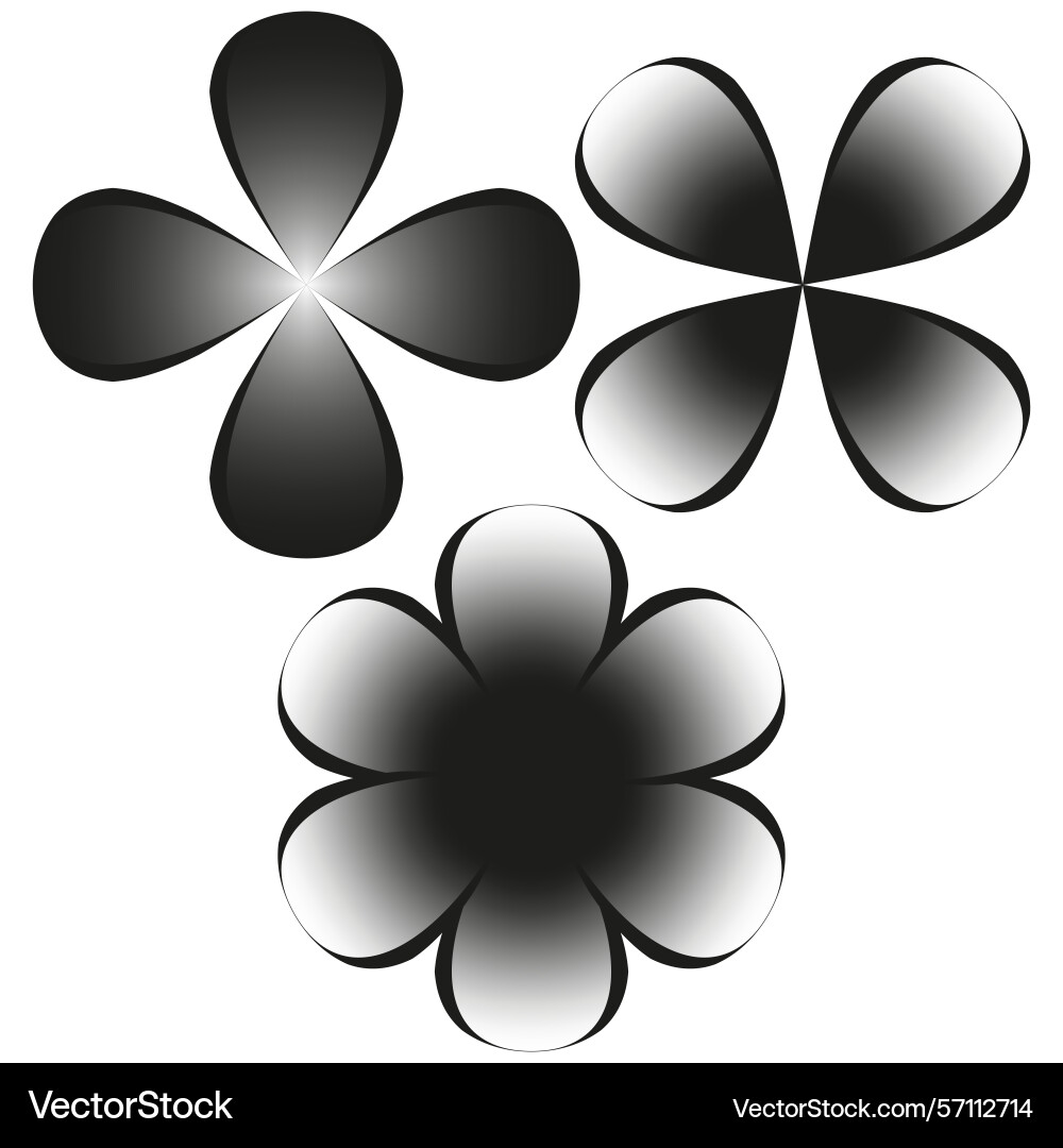 Gradient flowers with smooth shadow transitions Vector Image