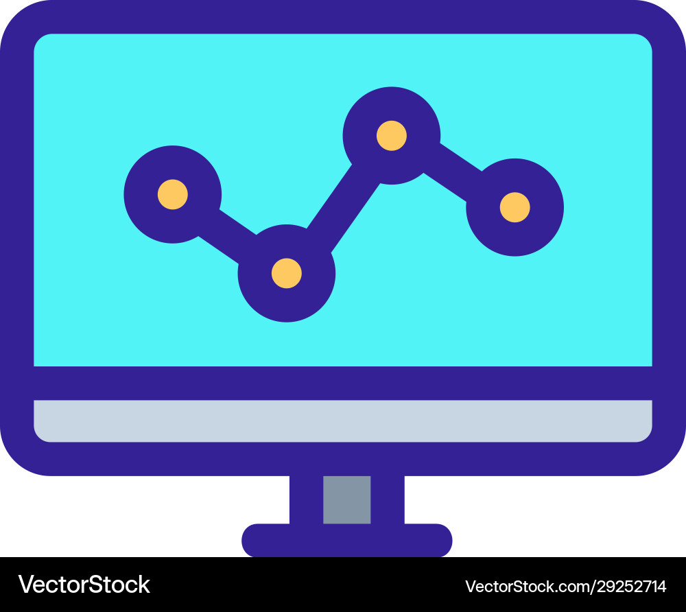Graph on computer icon isolated Graph on computer icon isolated vector image