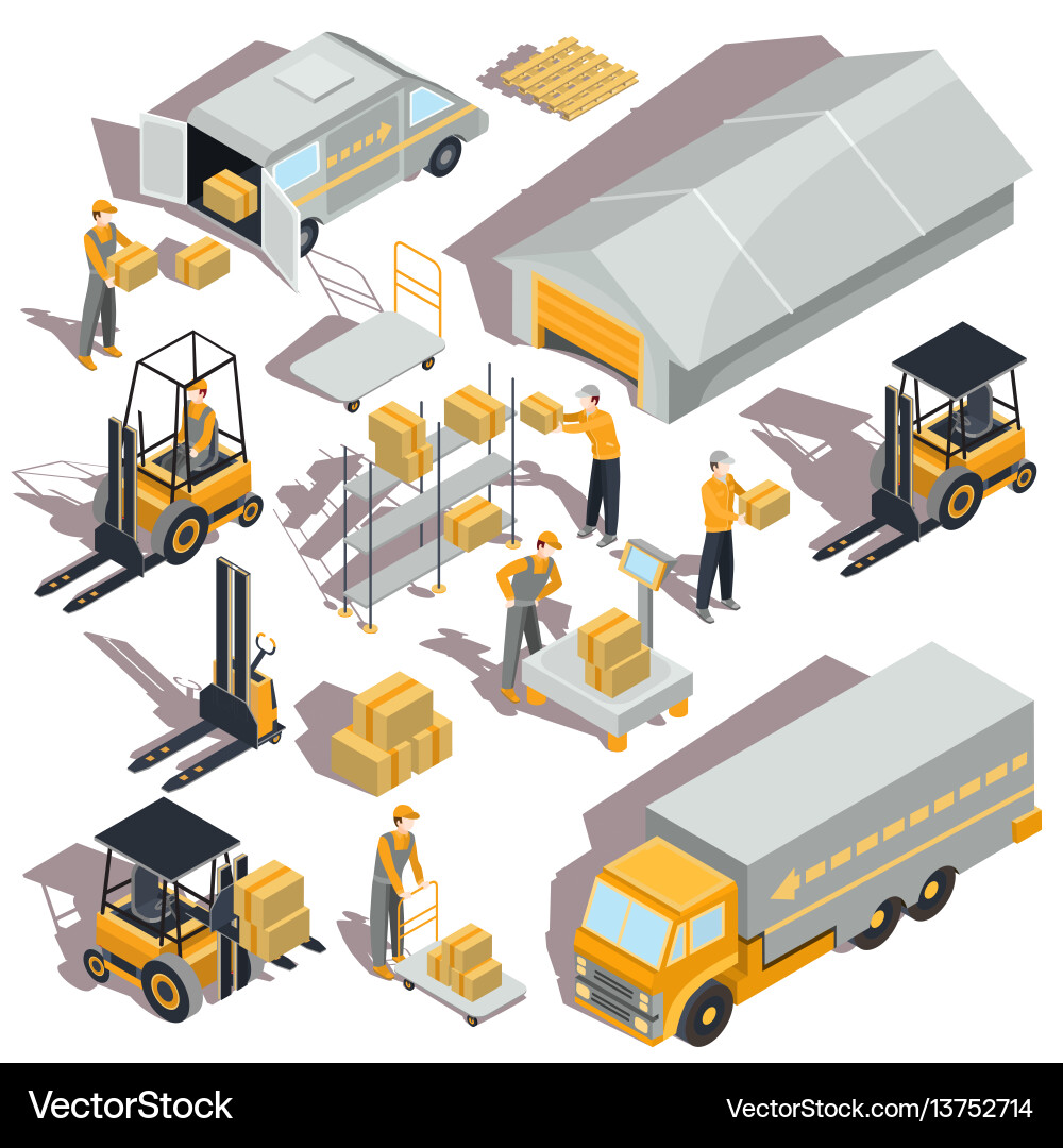 Logistic and delivery isometric icons Logistic and delivery isometric icons vector image