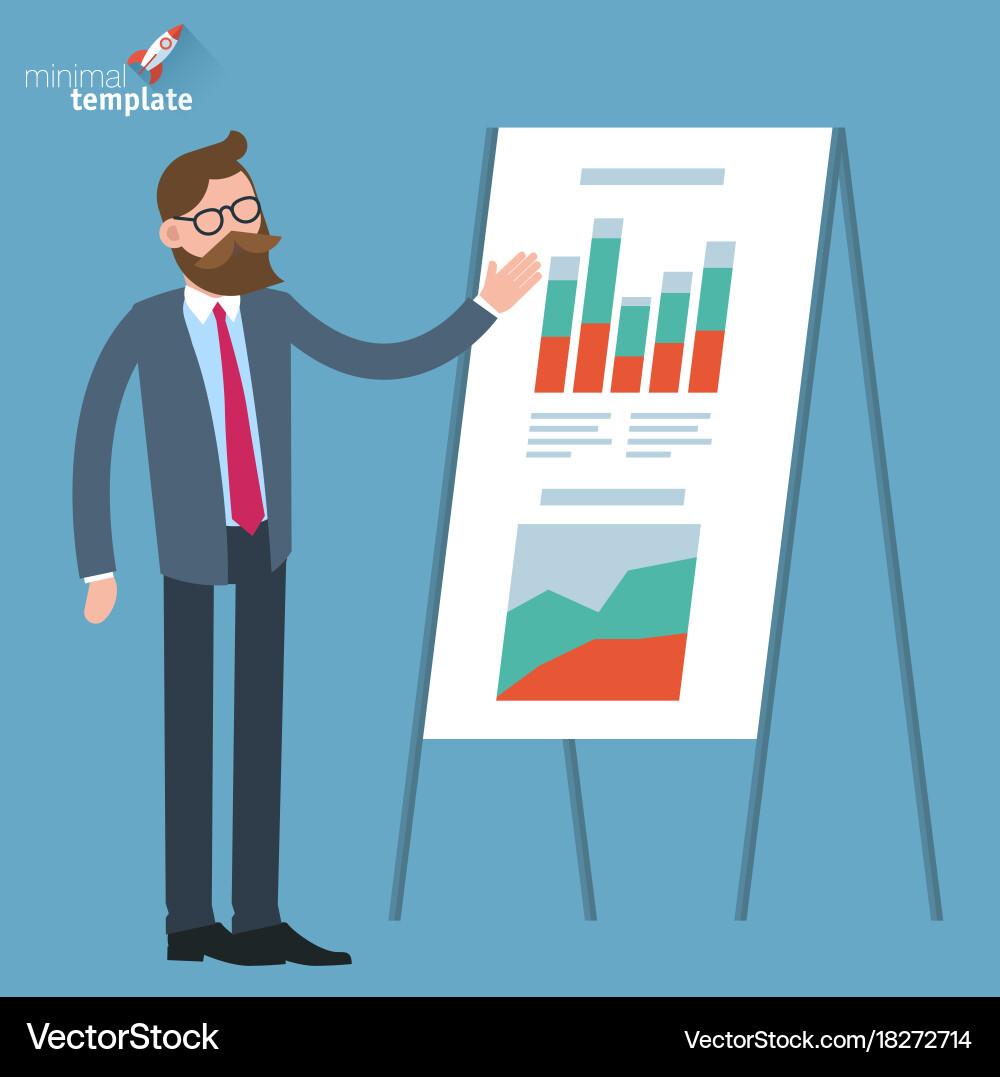Man Using Making Powerpoint Man making presentation Royalty Free Vector Image