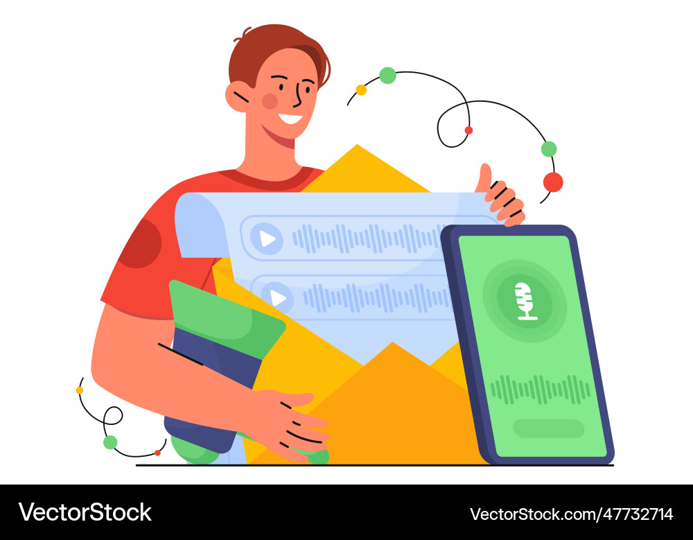 Man with voice mail service concept Man with voice mail service concept vector image