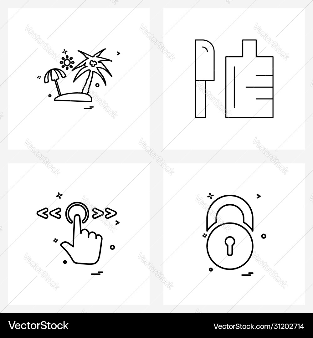 Modern style set 4 line pictograph grid based Vector Image