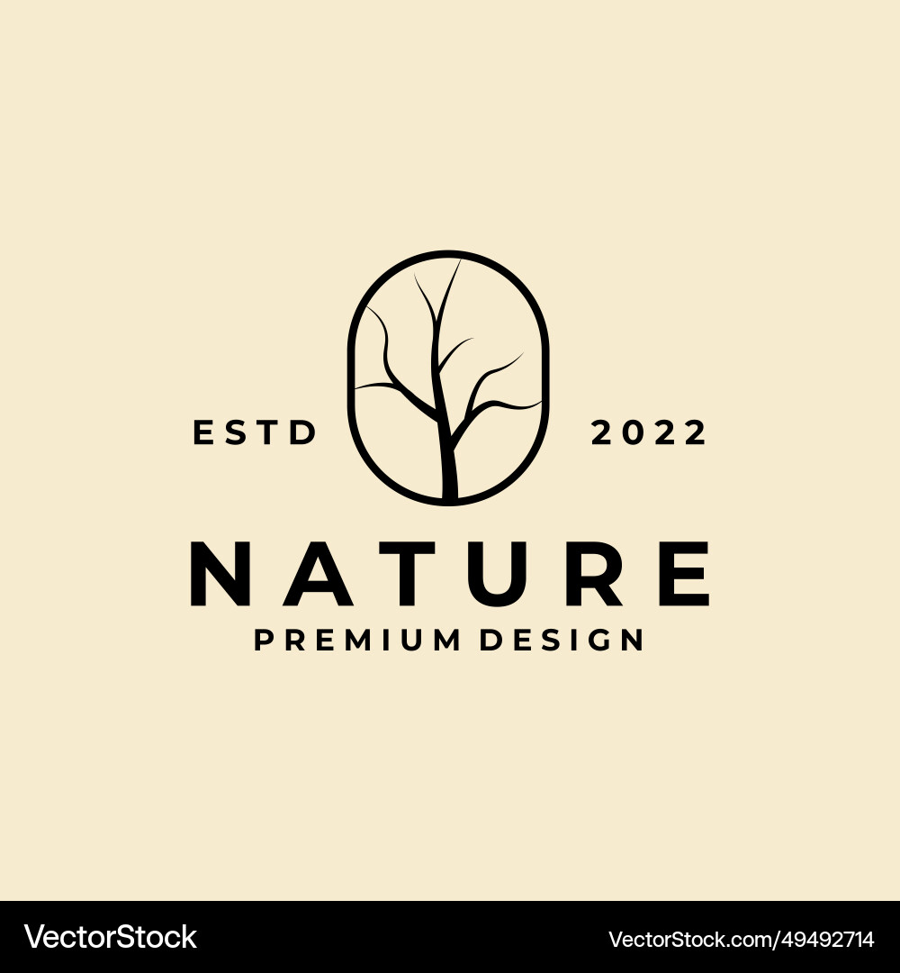 Monogram circle tree logo linear design Monogram circle tree logo linear design Vector Image