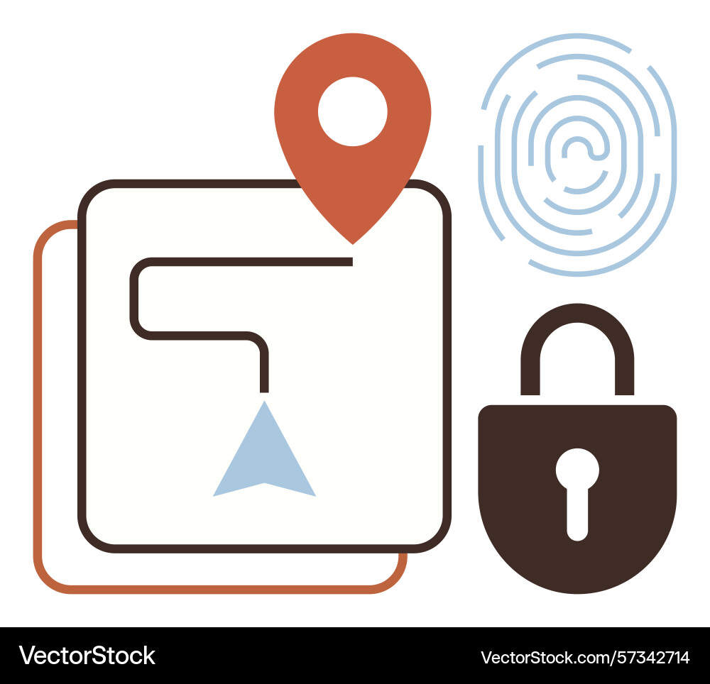 Navigation path fingerprint and lock Navigation path fingerprint and lock vector image
