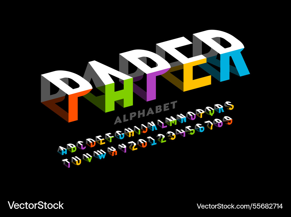 Paper bending 3d style font design typography Paper bending 3d style font design typography vector image