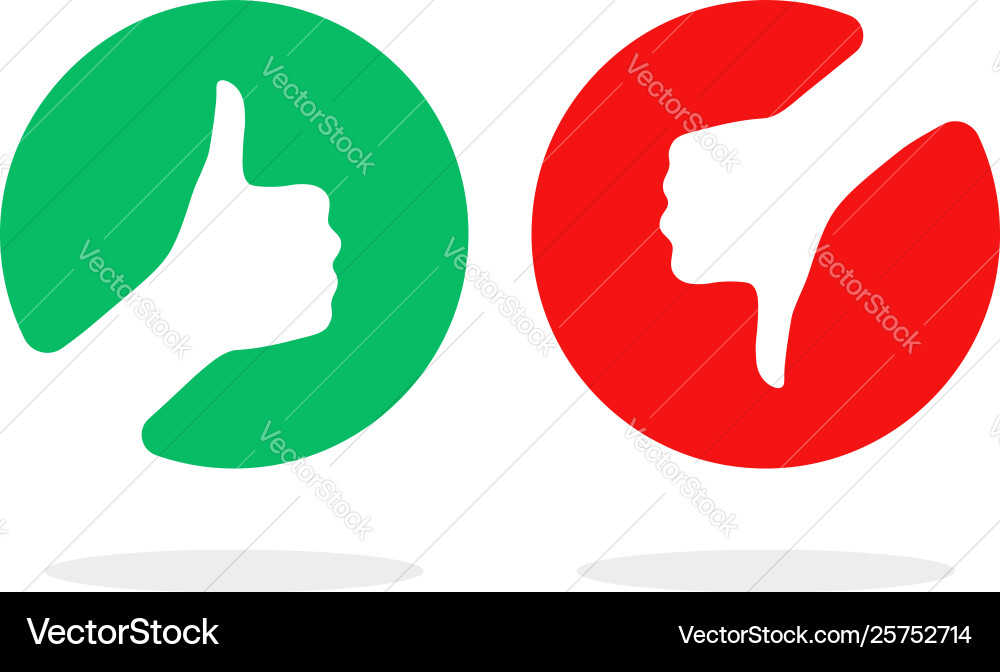Round red and green thumbs up down Royalty Free Vector Image