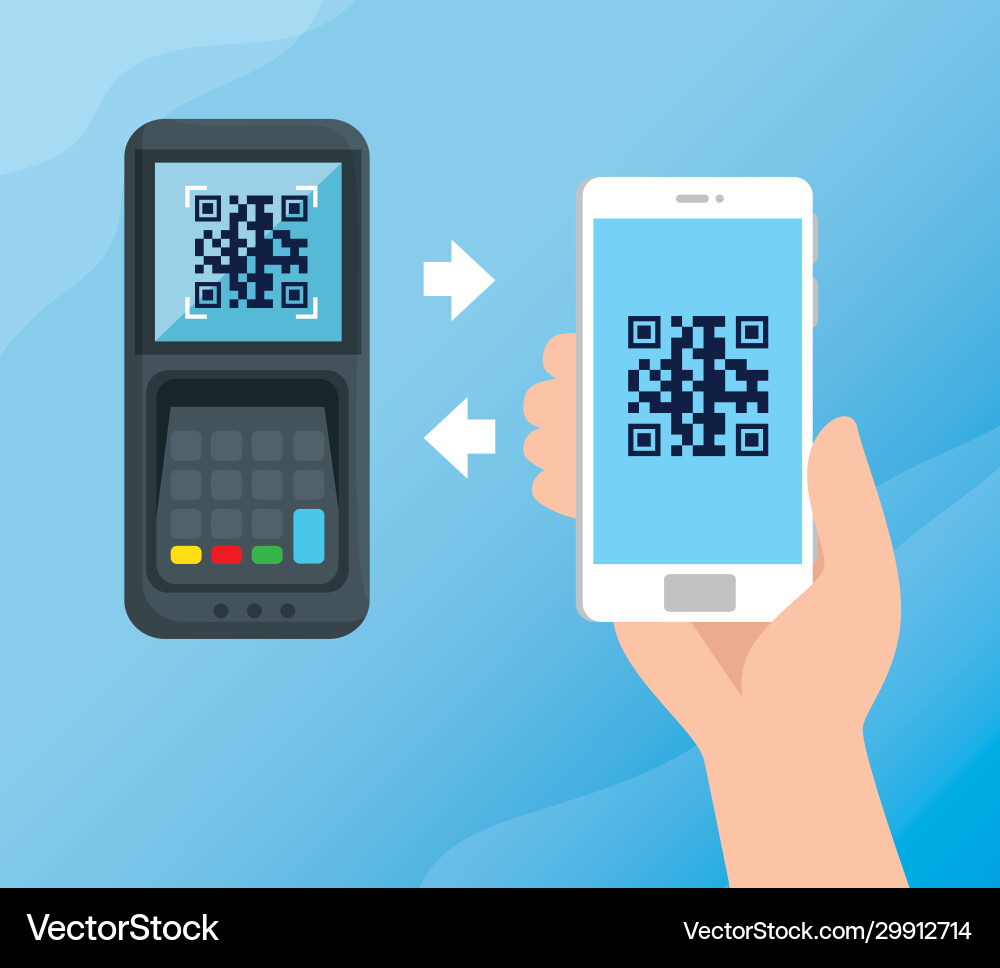 Scan-Code qr mit Smartphone und Datentelefon Scan-Code qr mit Smartphone und Datentelefon vektorbild