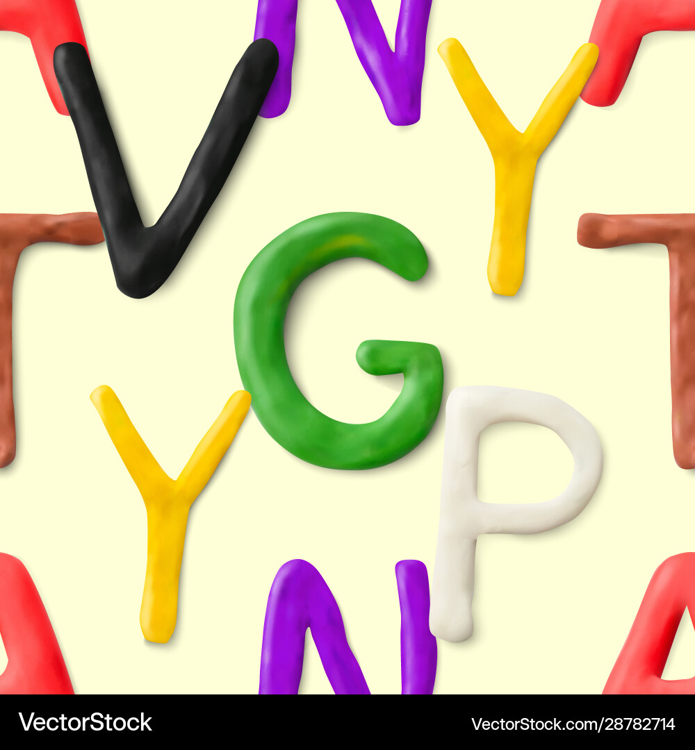 Seamless pattern with alphabet handmade modeling Vector Image