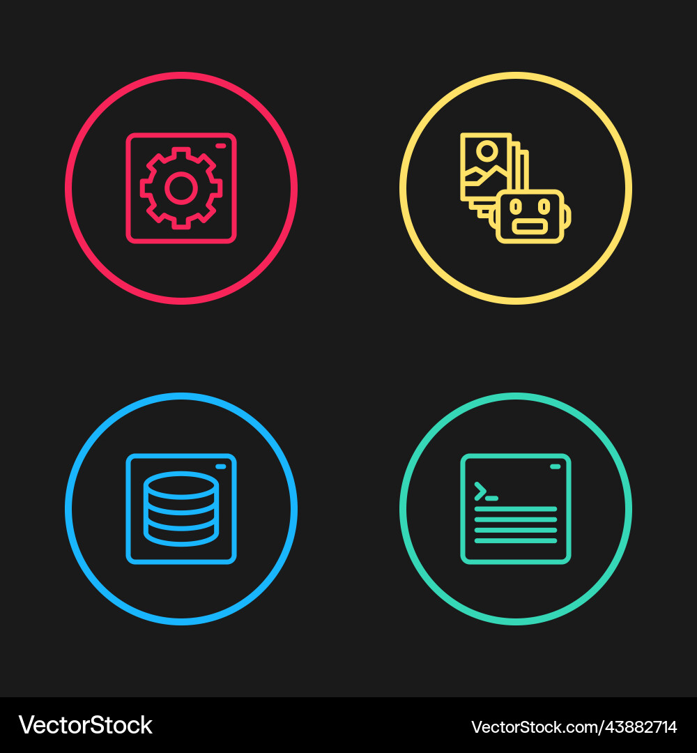 Set line server data web developer programming Set line server data web developer programming vector image