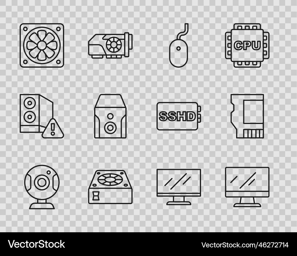 Set line web camera computer monitor screen Set line web camera computer monitor screen vector image