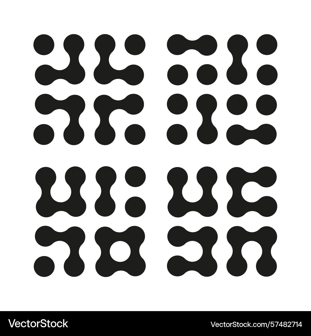 Set of metaball icons connected dots symbols Set of metaball icons connected dots symbols Vector Image