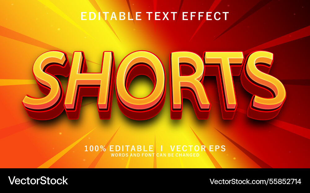 Shorts text effect with modern style design Shorts text effect with modern style design vector image
