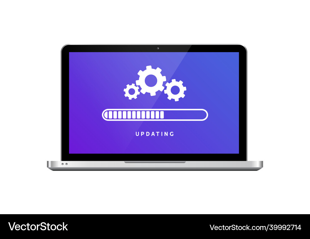 Software update laptop computer upgrade load Software update laptop computer upgrade load vector image