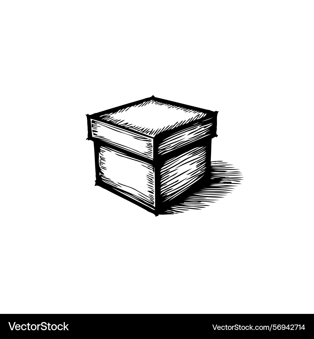 Stylized cube drawing with distinctive line work vector image