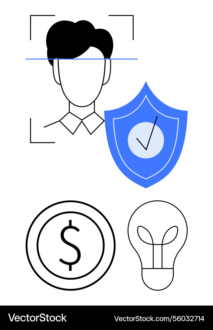 User authentication concept with security shield User authentication concept with security shield vector image