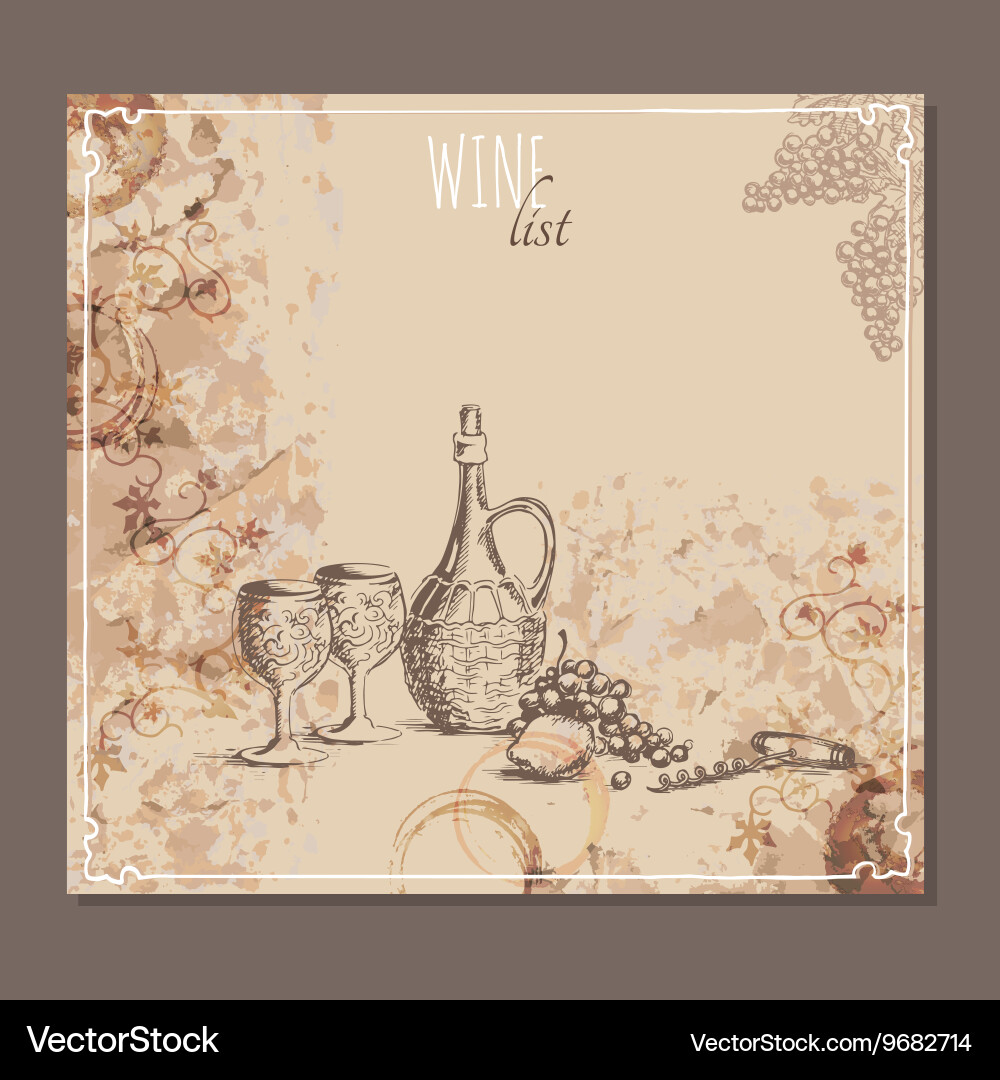 Wine list cards menu sketch Vector Image