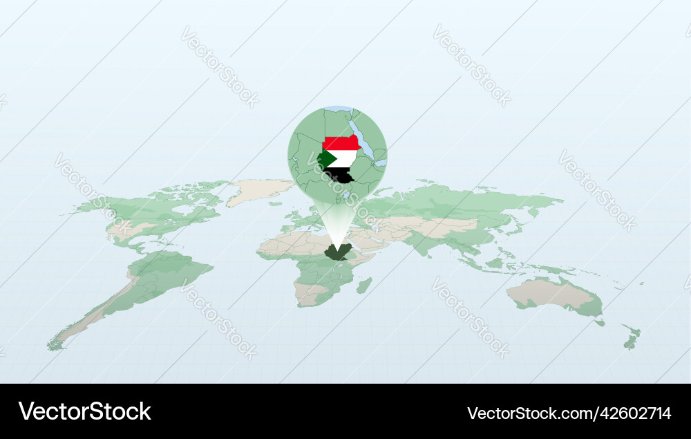 World map in perspective showing the location vector image