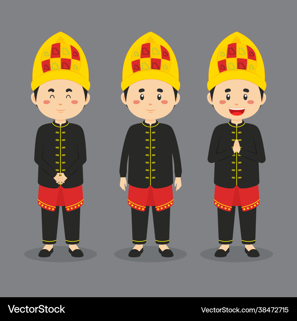 Aceh indonesian character with various expression Vector Image