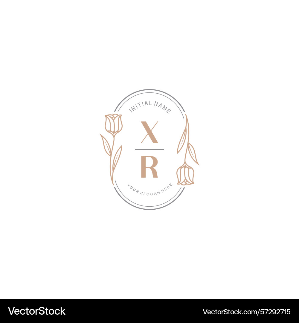 Botanical monogram logos with initial xr Vector Image