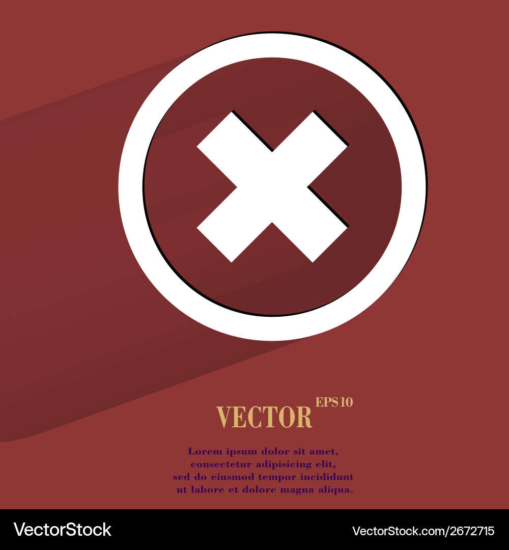 Cancel flat modern web button with long shadow vector image