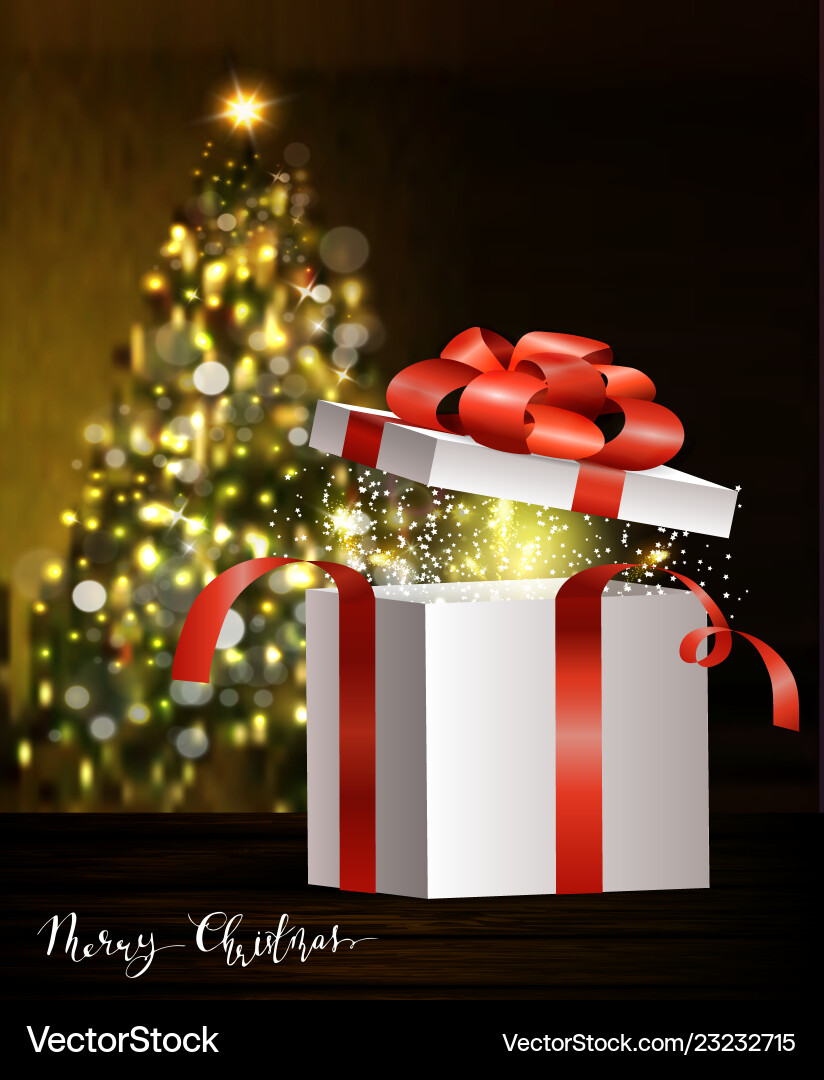 Christmas background with open red box Christmas background with open red box Vector Image